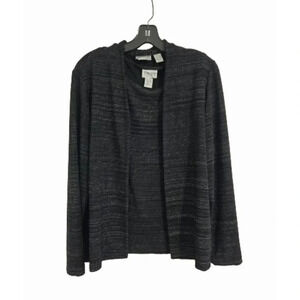 Chico's Cardigan Tank Top Combo Size M/L Black Glitter Striped Professio…